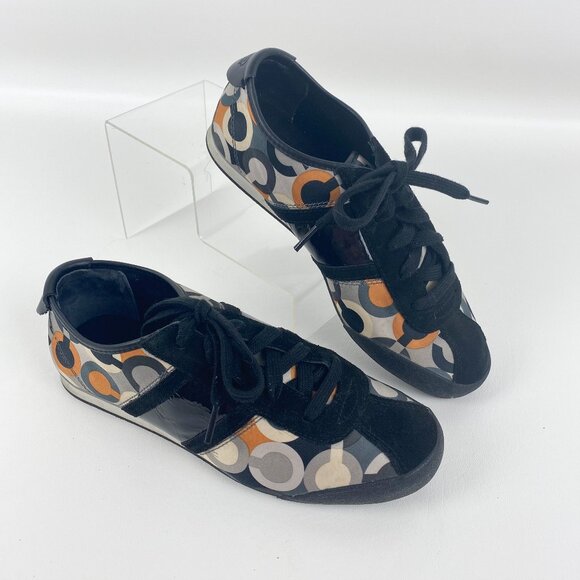 COACH Women's Paxton Sateen Black Orange Gray Sneakers size 8M - Picture 1 of 10